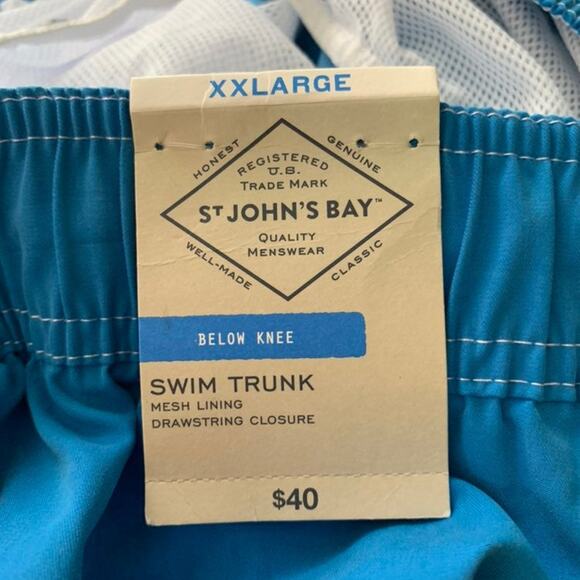 ST JOHN'S BAY Men's XXL Swim Trunks Mesh Lining Drawstring Closure Pockets NEW - Picture 5 of 7